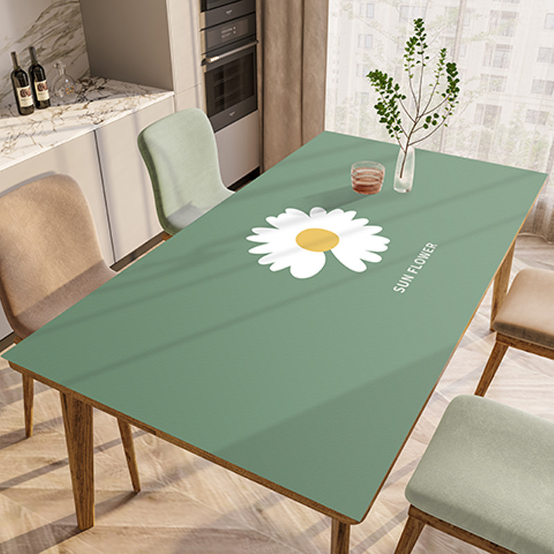 (Q Bomb Silicone Table Mat) Little fresh field Garden Wind Dining Table Cloth Rectangular waterproof and oil-free anti-burn and burn-proof tea table