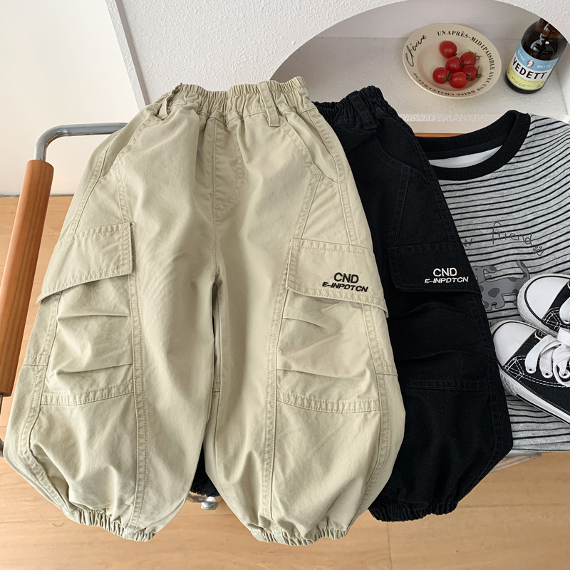 Boys' Loose Cargo Pants 2026 Spring and Autumn Cool Stylish Boys' Fashion Jogger Pants for Toddlers and Kids Cotton Casual Pants Versatile