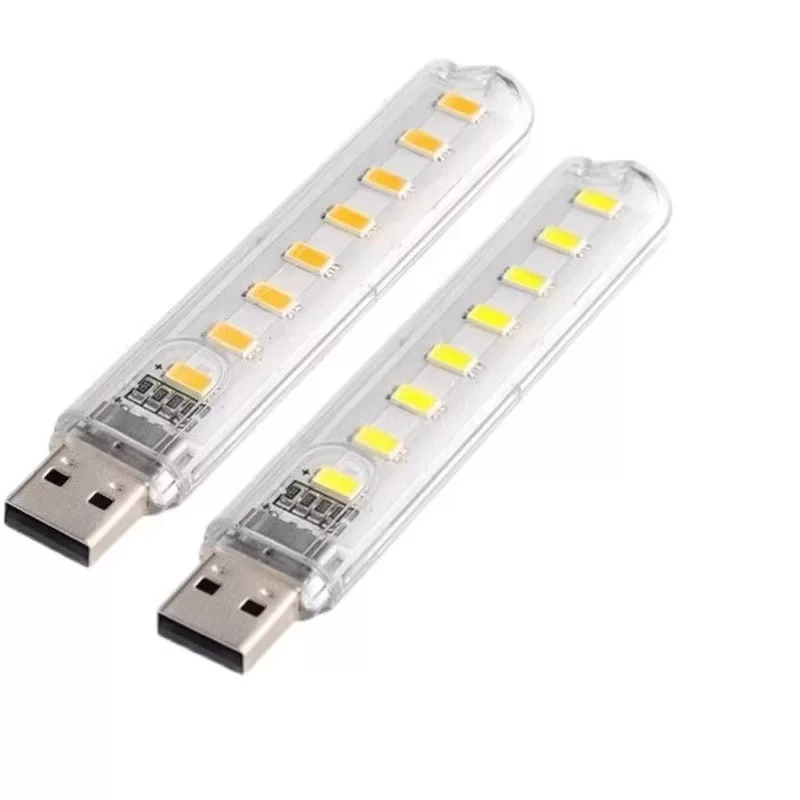 USB night light USB computer light mobile charging night light U disk light 8 LEDs high brightness white warm