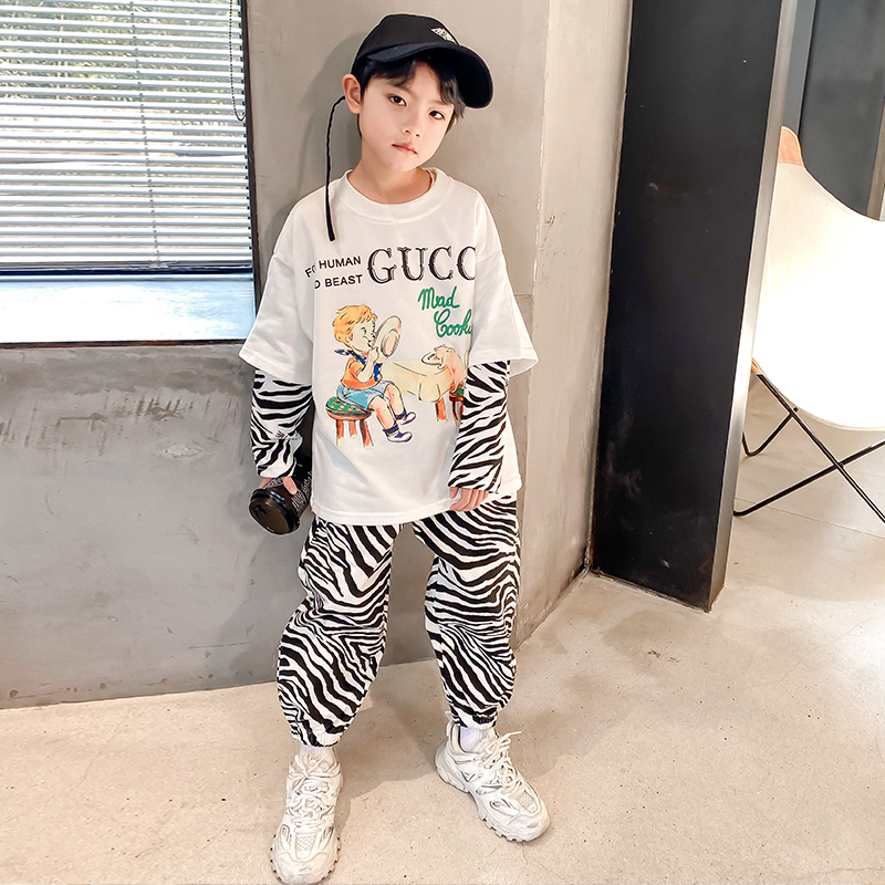 Boys suits 2021 new net red handsome and fashionable middle-aged children's boys' trendy children's clothing spring and autumn clothing Western style trend