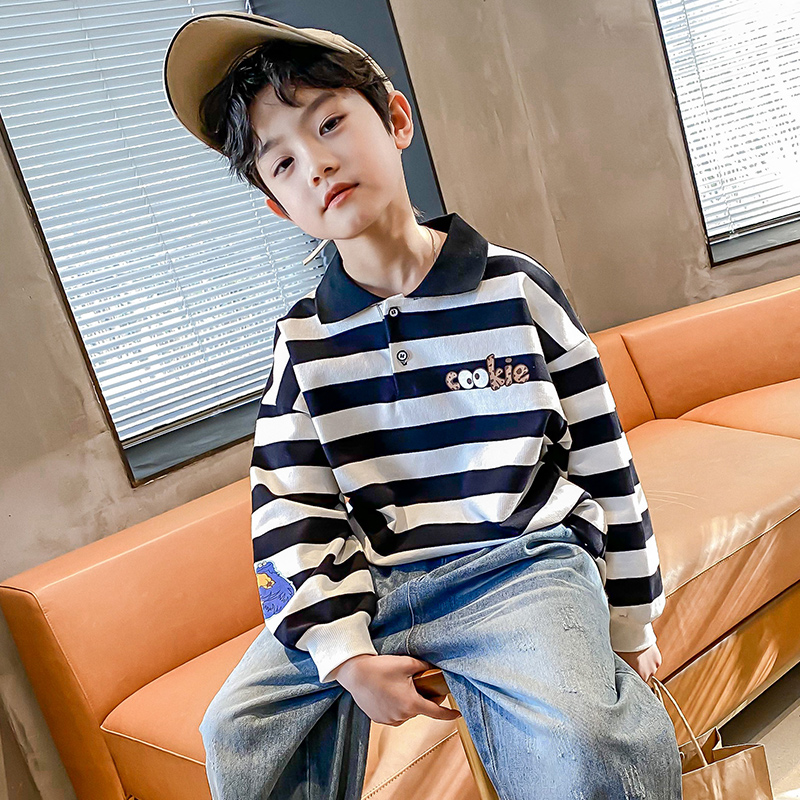 Boy POLO shirt 2021 Spring loaded new Korean version of the Korean version Children's long sleeve T-shirt blouses CUHK Tong Chauke Children's clothing