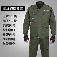 Зеленый хлопковый комплект, штаны, увеличенная толщина