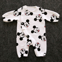 Newborn cotton one-piece clothes Baby autumn and winter padded long-sleeved climbing suit 0-3-6 months full moon baby romper