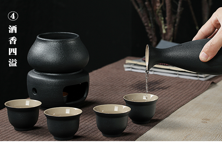 Bình gốm ấm rượu lẩu ủ rượu vang nến sưởi ấm ấm rượu vang tách ly một nửa catty rượu vang trắng bộ thủy tinh - Rượu vang ly uống rượu mạnh