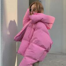 2023 winter new Korean style fluffy hooded bread down jacket