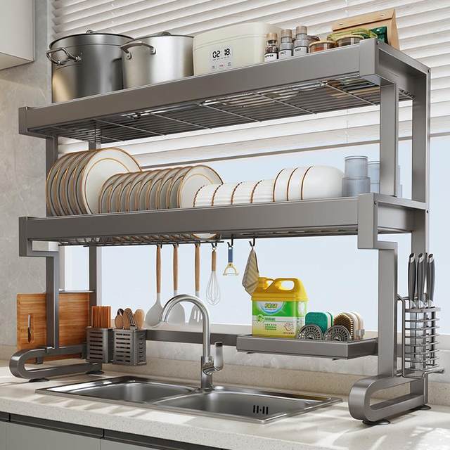 8KSG Shuaishi Kitchen Sink Storage Rack Pool Dish Storage Rack Dish Sink Drying Dish Stove Multi-functional Dish Sink Drill