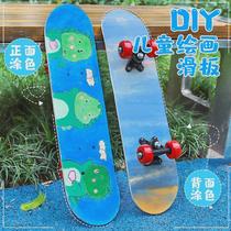 Childrens creative hand-painted skateboard warm-up activities blank drawing toddlers graffiti skateboard DIY double rocker kindergarten