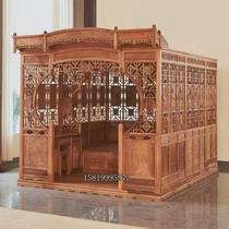 Chinese style rosewood Qiangong step bed ancient palace bed moon cave step wedding bed classical solid wood carved canopy bed