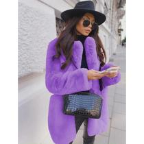 Faux Fur Coat Women Purple Long Sleeve Lapel Winter Coat 202
