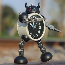 Student alarm clock cartoon childrens alarm bedside silent desktop personality robot boy wake up artifact clock