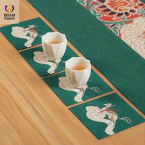 iQIPA new Chinese style Zen coasters matching table flag tea mat tea table teacup mat cotton and linen fabric double layer waterproof