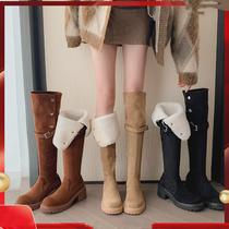 Snow boots ~ two-wear plus velvet high boots for women 2024 new lamb wool snow boots slimming elastic over-the-knee boots