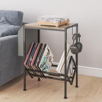 Vinyl display rack double-layer iron vinyl record rack with storage bag record machine bedside table office newspaper bookshelf