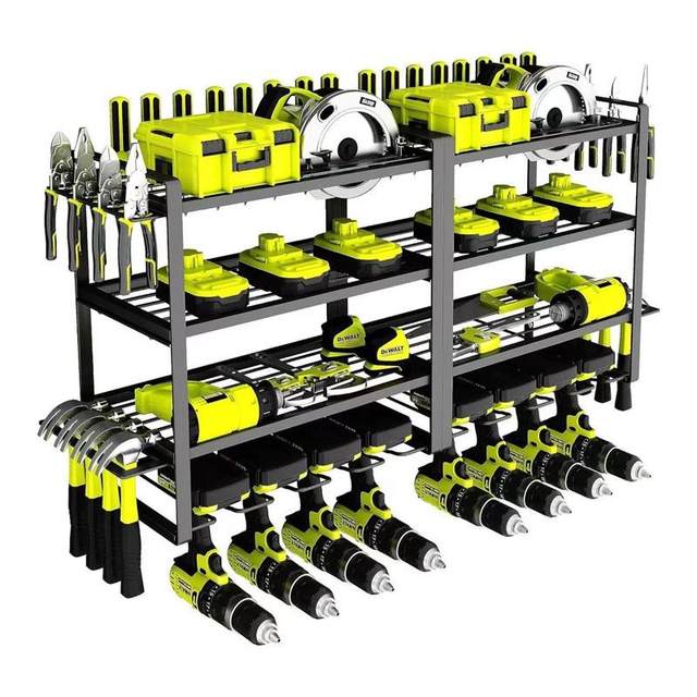 Wall tool rack hardware power tool hanging wall panel sorting storage rack artifact handheld electric drill hanging rack hole board