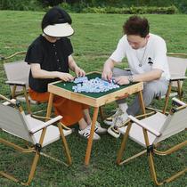 Mini mahjong camping travel outdoor portable folding solid wood mahjong table home dormitory hand rub small mahjong set