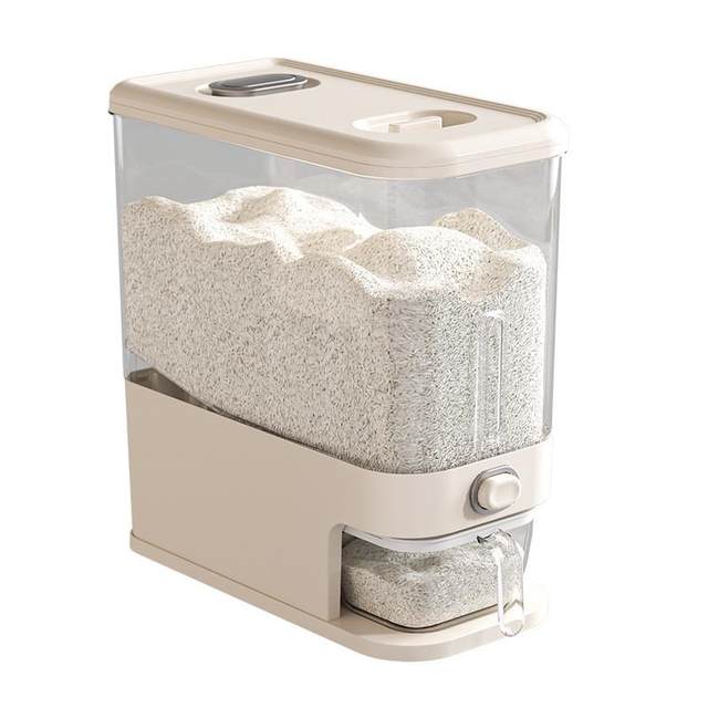 Transparent rice bucket kitchen grain storage box thickened large capacity insect-proof moisture-proof 20 catties press-type rice bucket