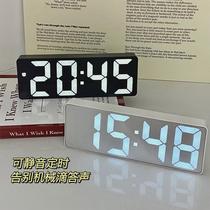 Simple LED mirror large digital bedroom bedside clock silent student alarm clock luminous car clock electronic clock