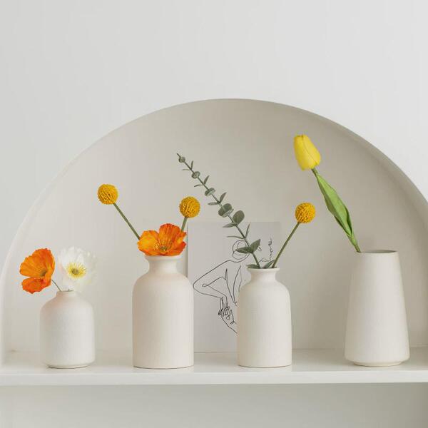 Decoration Small Hydroponic Vase Korean Style Creative Dried Flowers Decorative Flower Vase Home Mini Ceramic Vase Decoration