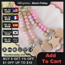 Baby Pacifier Clips Newborn Silicone Teething Beads Holder f