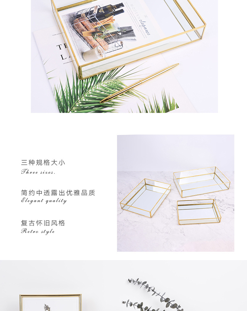 Bắc Âu đơn giản lưu trữ kính đồ trang sức tấm châu Âu retro đồng gương gương hiển thị đồ trang trí đồ trang trí mua đồ trang trí phòng ngủ