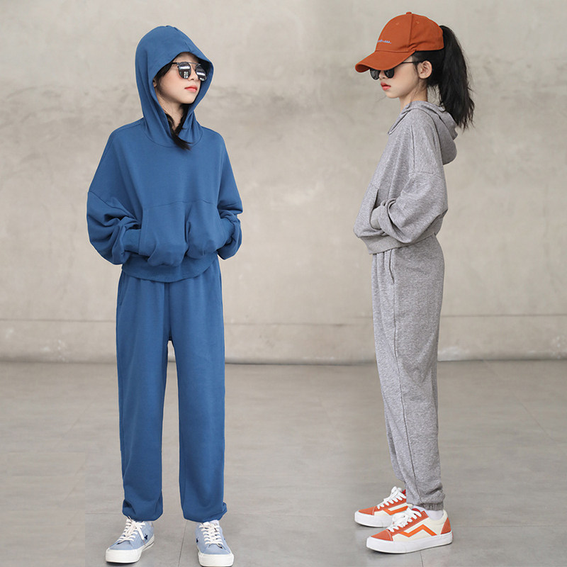 South Korean student sports suit 2021 autumn and winter style girl with cap sports shirt loose casual bunches pants two sets of damp