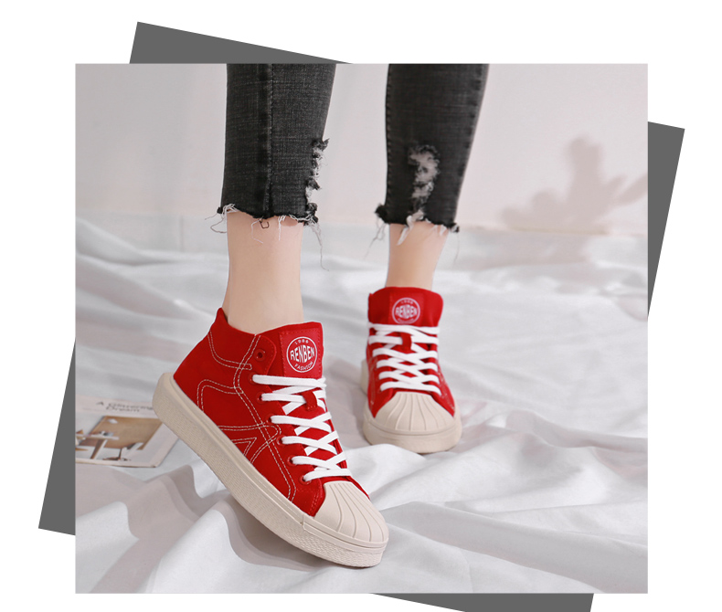 Người mới vỏ sò phẳng giày đỏ giày nữ cao giày hip hop thể thao bình thường giày sinh viên thủy triều - Giày cao gót giày thể thao nữ 2021