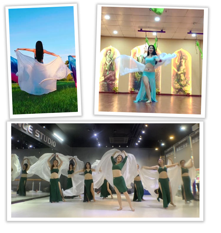 Belly dance gạc lụa Màu rắn đỏ trắng khăn quàng bụng múa tay ném sợi cao cấp hiệu suất nhảy khăn - Khiêu vũ / Thể dục nhịp điệu / Thể dục dụng cụ trang phục khiêu vũ thể thao