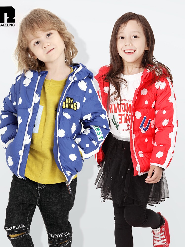 (Webster's)Dai Zi men's and women's infant children's down jacket short hooded bread suit Autumn down light and light