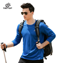 Exploring Tuo Spring Summer male and female outdoor sports speed dry T-shirt with soft and breathable moisture absorption light and thin elastic round collar long sleeve blouse