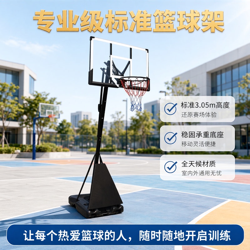 Movable Basketball Hoop Outdoor Basketball Frame Shooting Frame Children's Basketball Stand Standard 3.05 Adult Indoor Training Basketball Hoop