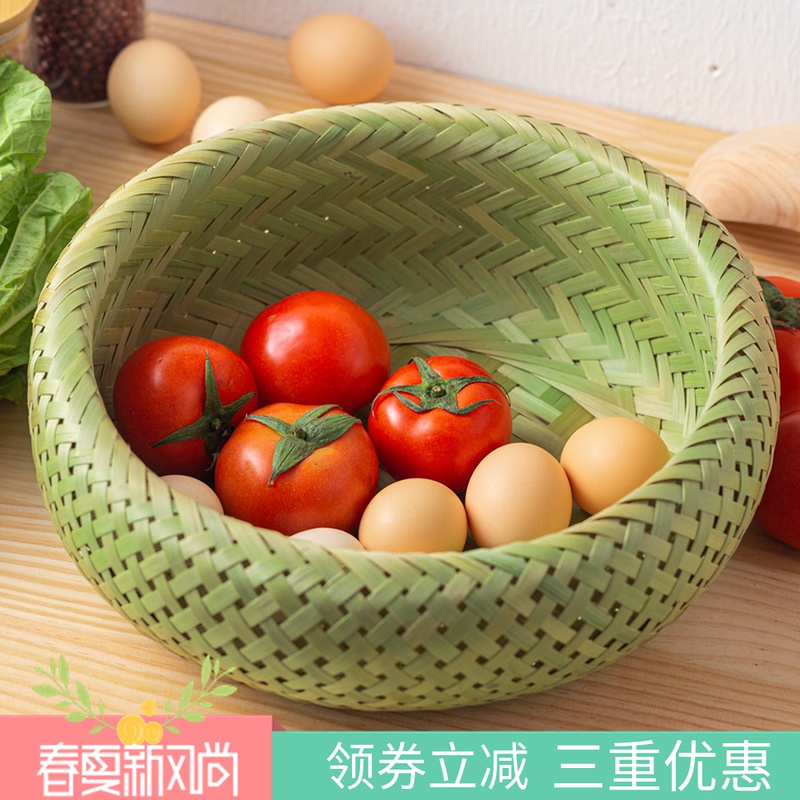 Bamboo Basket Handmade Snack Basket Tea Table Containing Basket table Egg Basket egg basket Bamboo Woven Fruit Basket Domestic Bamboo Products Kitchen