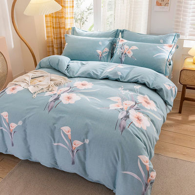 纯棉加厚磨毛四件套床单被套简约