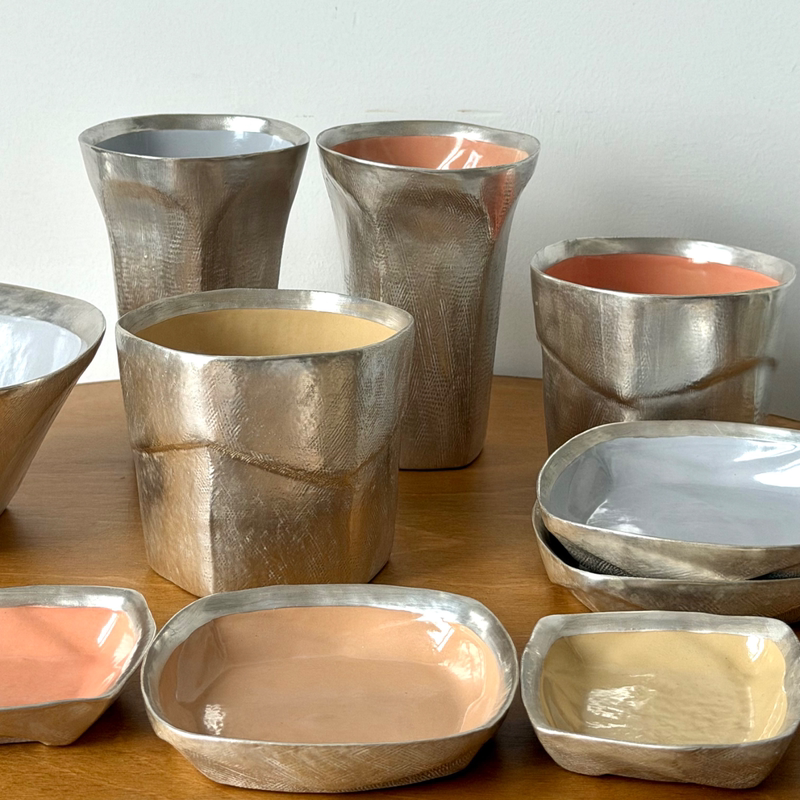 Aesthetic Goods｜【Niu Fangfang】Handmade Ceramic Silver Painted Handheld Cup Coffee Cup