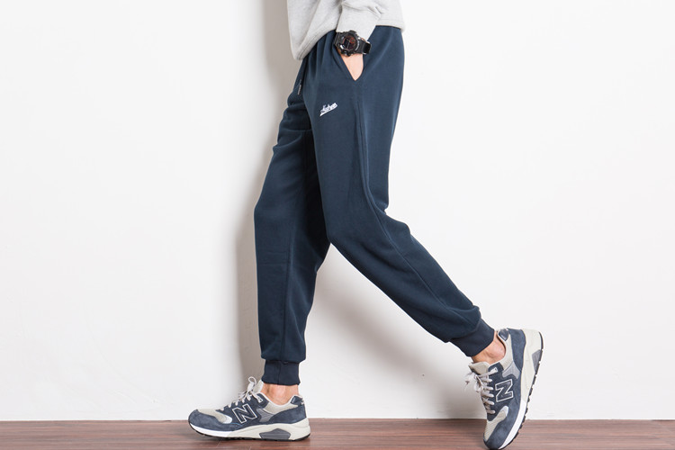 Mùa đông và mùa đông quần thể thao quần nam rạng rỡ cotton giản dị cộng với quần nhung lỏng chân đóng quần Harlan Wei thủy triều quần bò nam