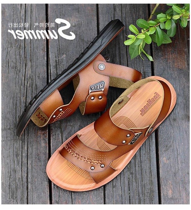 2019 mới mùa hè da nam dép sandal cỡ lớn dép nam và dép nam đế mềm chống trơn trượt đi biển bình thường - Giày thể thao / sandles dép quai hậu nam gucci