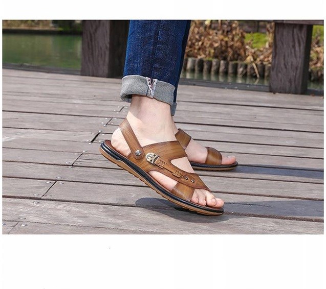 [Dưới cùng] [massage pad] dép nam mùa hè dép da nam giày đi biển thanh niên học sinh dép và dép - Giày thể thao / sandles dép bitis nam quai hậu