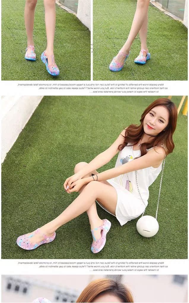 Mùa hè mới in lỗ giày dép nữ màu sắc hiếm giày dép đi biển dép nhựa và dép - Giày thể thao / sandles dép quai hậu đế cao