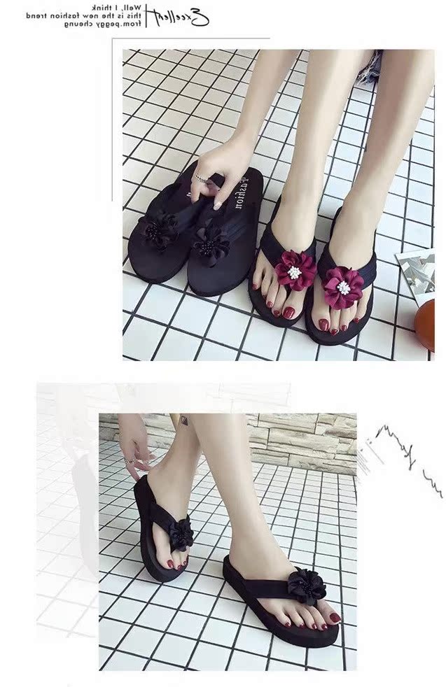 Phụ nữ kéo giày đi biển mùa hè đôi dép nữ chống trượt và dép đi trong nhà phiên bản Hàn Quốc - Giày thể thao / sandles dép quai hậu hoa cúc