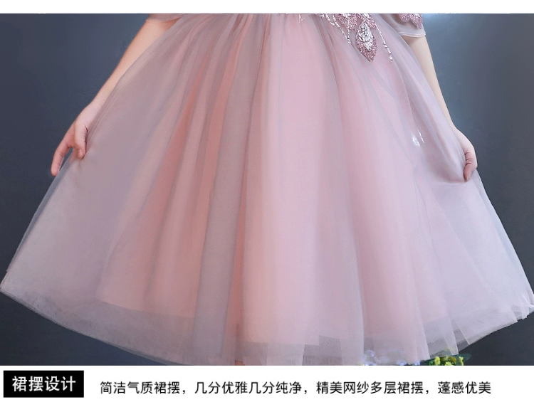 Trang phục trẻ em tay áo nữ trang phục dạ hội bé gái 2018 thời trang mới công chúa váy piano catwalk đoạn ngắn