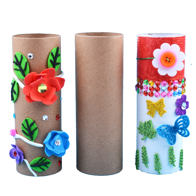 White Germ Paper Core Paper Tube Round Paper Cylinder Kindergarten Children Creative Handmade DIY Make Material Painted Graffiti