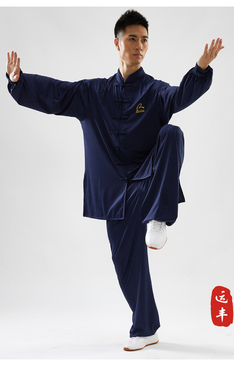 форма для Тай-Чи 运丰高端吸湿排汗千羽丝太极服女夏季训练表演服男武术练功晨练服 Realax