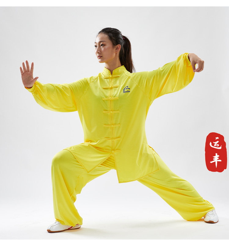 форма для Тай-Чи 运丰高端吸湿排汗千羽丝太极服女夏季训练表演服男武术练功晨练服 Realax