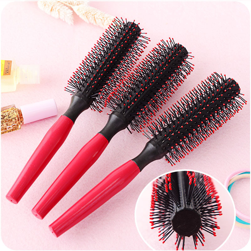South Korea Curly Hair Comb Roll Comb Blow Straight Haired Pears Flower Head Inner Button Hair Salon Hairdresser Hairdresser Special Styling Cylinder Comb