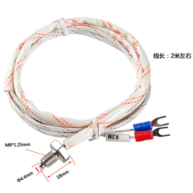Thermocouple wire K-type PT100 temperature sensor thermal resistance 1 m 2 m 3 m 5 m temperature probe screw 8M6