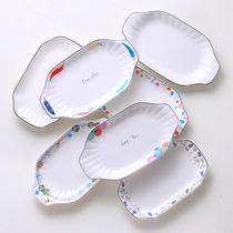 Fish plate ceramic creative dish dish household rectangular large steamed fish grilled fish Western plate microwave tableware