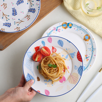 Promotion 8 inch flat plate creative ceramic plate dish household cake snack breakfast plate steak Western plate