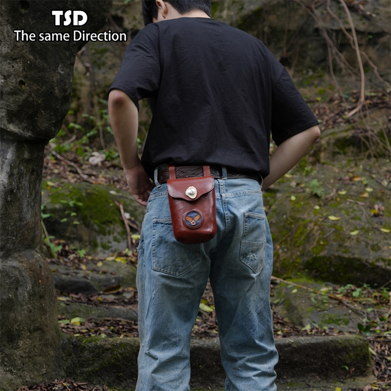Tsd Leather Goods Imported from Italy, Vegetable-Tanned Cowhide, Retro Pilot Waist Bag, Hanging Bag, Storage Bag, Mobile Phone Bag 9293 Tsd Leather Goods Imported from Italy, Vegetable-Tanned Cowhide, Retro Pilot Waist Bag, Hanging Bag, Storage Bag, Mobile Phone Bag 9293