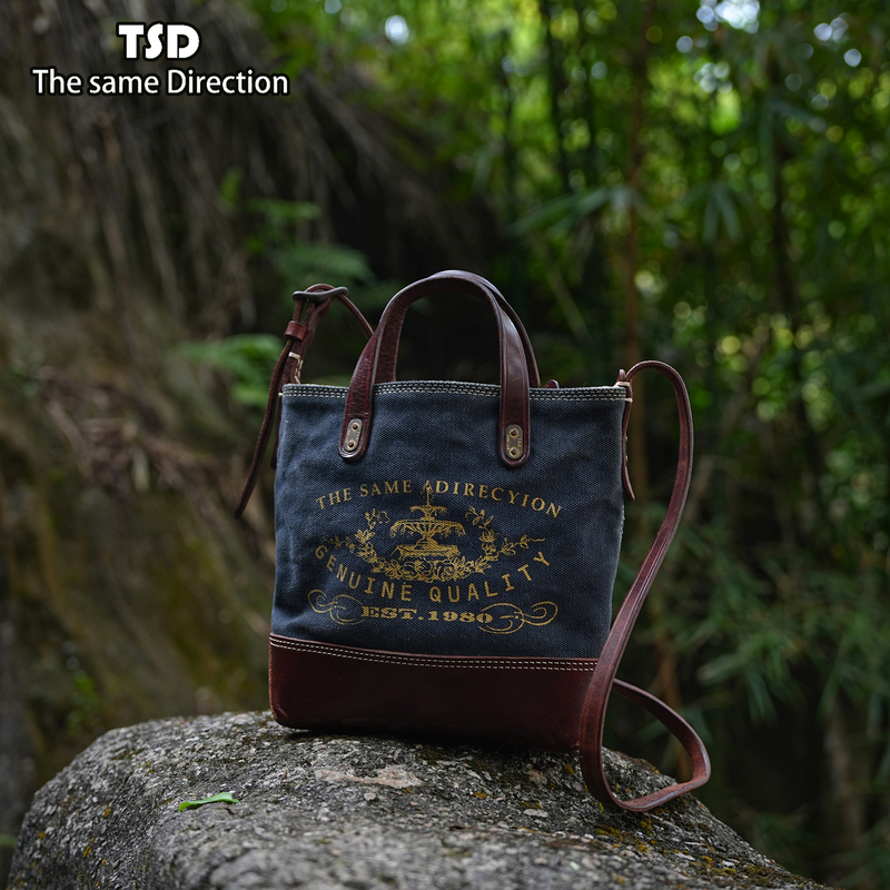 Tsd Leather Goods 580g Heavy Canvas Vintage Art Garden Crossbody Bag Shoulder Bag Unisex Bag 8316