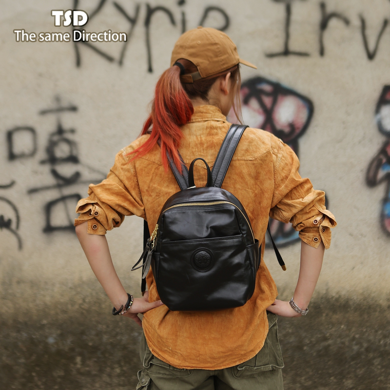 Tsd Leather Goods Imported from Italy, First-Layer Calfskin, Retro Mini Exquisite Backpack, Backpack, School Bag 9015