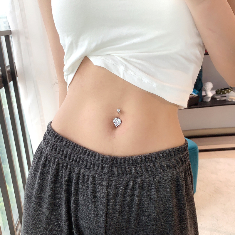 S925 sterling silver umbilical nail hypoallergenic navel nail Female navel ring Sterling silver European and American sexy personality umbilical ring fine rod navel nail